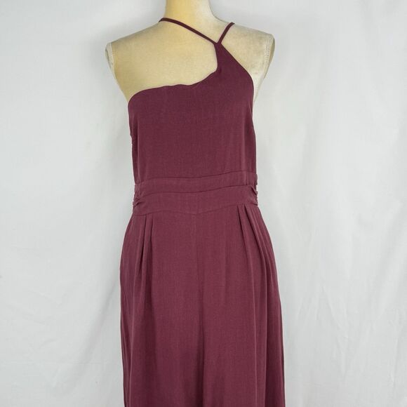 Jumpsuit Tan Large Summer One Shoulder Rose High Waist Casual Wide Leg ANRABESS - Picture 9 of 16